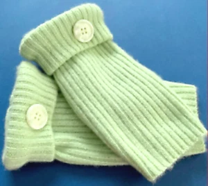 FINGERLESS GLOVES GREEN PASTEL 100% CASHMERE S M L SMALL MEDIUM LARGE MITTENS OS - Picture 1 of 2