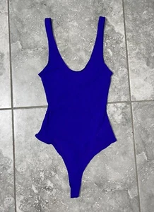 Free People Intimately Nylon Sleeveless Tank Top Thong Bodysuit Royal Blue XS - Picture 1 of 6