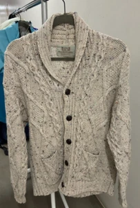 Aran Crafts Aran Shawl Collar Cardigan 100% Merino Wool - Size Large - Picture 1 of 3