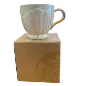 RARE Limited Edition Starbucks Pearly White/Gold Ocean Seashell Handle Cup Mug - Bild 1 von 4