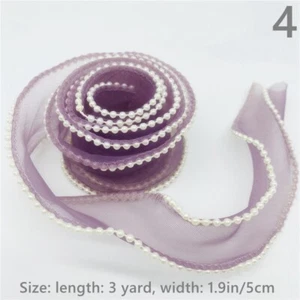 3 Yard Pearl Mesh Webbing Ribbon Edge Trim Costume Decor Sew Material Craft Chic - Picture 1 of 21