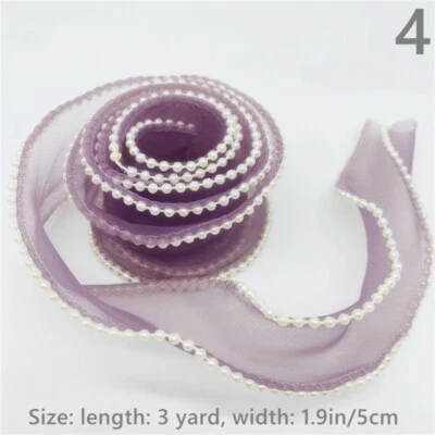 3 Yard Pearl Mesh Webbing Ribbon Edge Trim Costume Decor Sew Material Craft Chic - Image 1 of 4