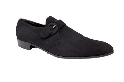 Винтажные мужские черные замшевые оригинальные туфли-падрильи ручной работы с ремешком Monk мокасины 80-х - Изображение 1 из 4