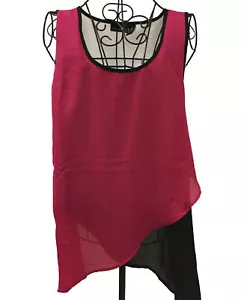 Camiseta sin mangas rosa/blanco/negro colorblock cuello redondo talla mediana - Imagen 1 de 3