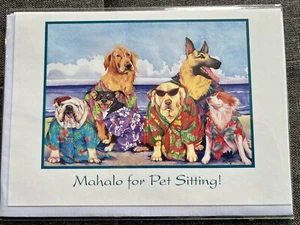 Thank You Greeting Card Mahalo for Pet Sitting. Hawaiian. Set Of 2 Free Shipping - Picture 1 of 2