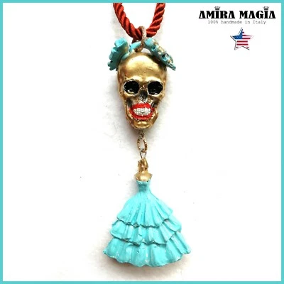 Santa Muerte Talisman Amulet Pendant Necklace Pagan Macabre Dance Death Skull - Image 1 of 4