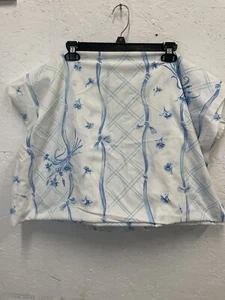 Wamsutta Twin Fitted Sheet Cottage core Ultracale Cotton poly blue white Vtg bo - Picture 1 of 5