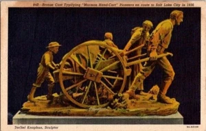 Carro de mano mormón escultura de bronce de Torlief Knaphus lino sin publicar - Imagen 1 de 2