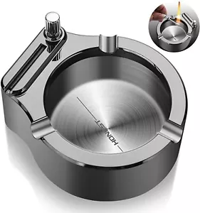 Retro Metal Ashtray Ten Thousand Match Lighter Multifunction Ashtray Collectible - Picture 1 of 9