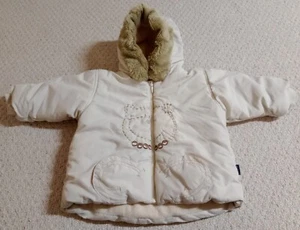 Kanz Girls Medium Beige 100% Polyester Zip Up Hooded Bear Graphic Jacket 22 - Picture 1 of 11