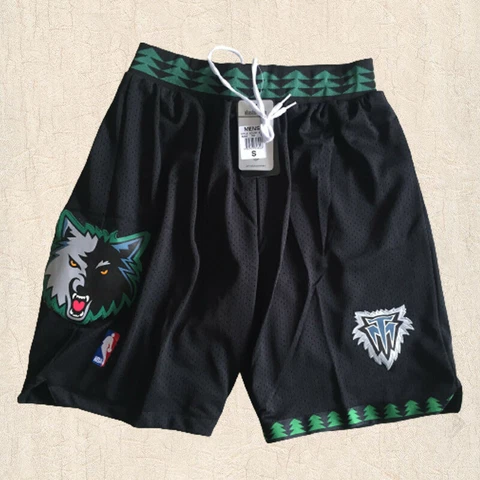 Minnesota Timberwolves Black Retro Basketball Shorts  - Black  New Cover