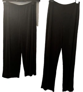 2 Pair Chicos Travelers Pants Black Slinky Pull On 1 Crop 1 Regular Pant SIZE 1 - Picture 1 of 3