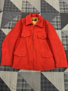 Chaqueta pesada Mackinaw roja de caza de colección de los años 50 cremallera completa con bolsillos para juegos para hombre 44 - Imagen 1 de 10