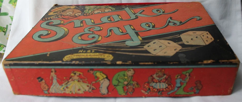 Original Vintage SNAKE EYES Dice & Card Game #27  BOX ONLY  Selchoe & Righter Co - Image 1 of 4
