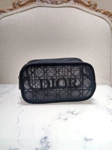 Christian Dior Mesh Canage Pouch Black Case Purse Clutch Bag New No Tag - Picture 1 of 9