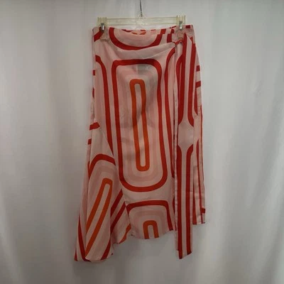 NWT Toli Geometric Tie Faux Wrap Skirt Size Medium Red Tan - Image 1 of 4