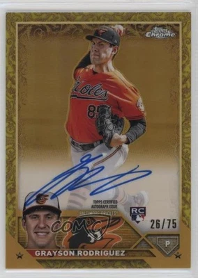 2023 Gilded Collection Gold Etch Yellow /75 Grayson Rodriguez Rookie Auto RC - Image 1 of 2