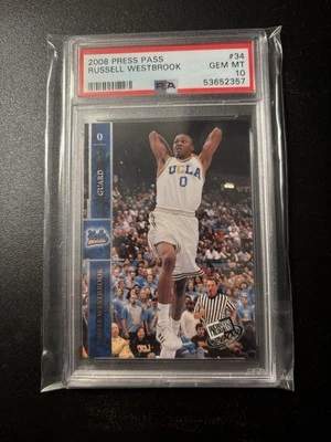 RUSSELL WESTBROOK PSA 10 2008 PRESS PASS #34 CARTÃO DE NOVATO UCLA RC - POP 5 Thunder - Imagem 1 de 2