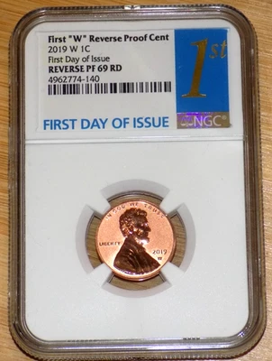 2019-W Lincoln Reverse Proof Cent 1st Day of Issue NGC Reverse PF 69 RD W Coin - Image 1 of 4