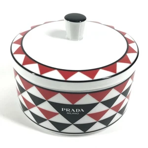 PRADA logo Sundries round storage interior object decor accessory case Unused - Picture 1 of 14