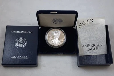 Moneda de dólar de prueba American Silver Eagle 2001 W 1 oz plata fina .999 con certificado de autenticidad y certificado de autenticidad Foto 1 de 4