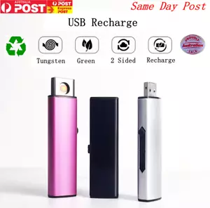 AU Electric Lighter USB Rechargable Windproof Flameless Push On-Off Recharge - Picture 1 of 4