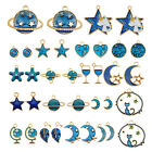 10 pairs Mixed Lots Blue Enamel Charm Gold For Earring Pendant DIY Crafts 1-4cm