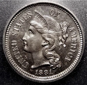 1881 3 THREE CENT NICKEL COIN PROOF ICG PR65.  Beautiful Coin - Picture 1 of 4