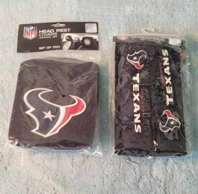Подголовник Houston Texans 2 шт. набор и 2 шт. Комплект наплечных подушек ремня безопасности. - Изображение 1 из 3