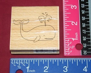 Studio G Wood Mounted Rubber Stamp Whale Spouting Design Stamping Crafts New - Picture 1 of 6