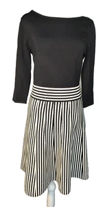 Philosophy Kleid Gr. Medium Fit & Flare 3/4 Arm V schwarz Stretch schwarz weiß - Bild 1 von 6