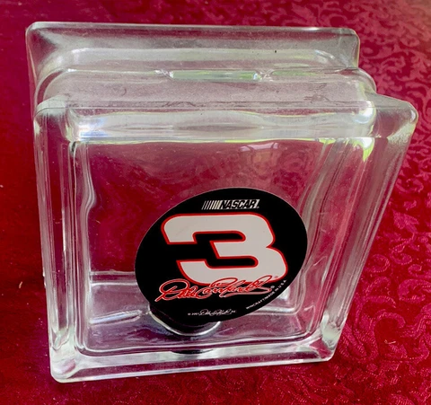Dale Earnhardt RARE Medium Glass Window Block Bank - NASCAR Racing Legend # 3 Cover