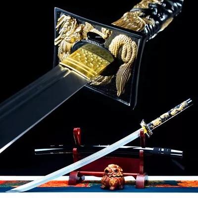 HandMade Japanese Sword Samurai Katana Sharp 1090 High Carbon Steel Blade Dragon - Image 1 of 4