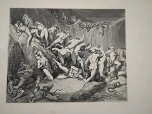 1868 Antique Engraving Print Gustave Dore Dante's Inferno 14.5 x 11" Gothic p53 - Picture 1 of 3
