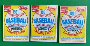 Topps Coca-Cola/Coke Cardinals 1981 - tres paquetes sin abrir - Imagen 1 de 2