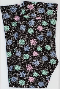 OS LuLaRoe One Size Leggings Flowers White Dots on Black NWT X15 New - Picture 1 of 6
