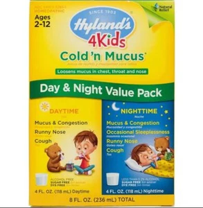 SM Hyland's 4 Kids Cold 'n Mucus Day & Night Value Pack 8 Oz Natural Relief - Picture 1 of 1