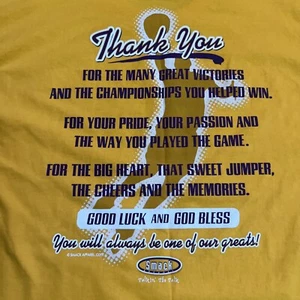 Los Angeles Lakers THANKS Kobe Bryant Tribute Yellow XL #24 Black Mamba TEE RARE - Picture 1 of 12
