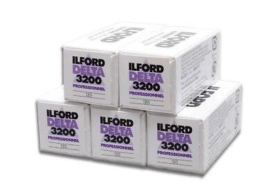 5 confezioni di Ilford Delta Pro 3200 ASA medio formato 120 rotoli pellicola bianco e nero