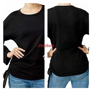 Sudadera negra con corbatas laterales acanaladas INC International Concepts talla L nueva con etiquetas - Imagen 1 de 4