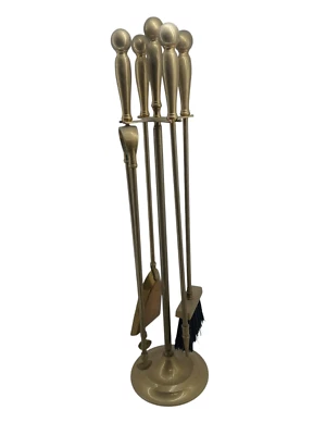 Set accessori per camino kit utensili trespolo in ottone antico stufa fuoco - Immagine 1 di 2