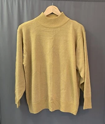 DressBarn Gold Metallic Mock Neck Sweater Top Women Size 14 16 Long Sleeve Party - Image 1 of 4