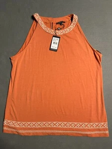 Adrianna Papell Orange Embroidered Hem and Neck Halter Size XL - Picture 1 of 7