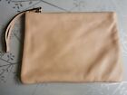 Nwot Desingner Coccinelle Nude Leather Clutch Bag With Wrist Strap