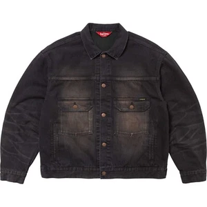 Supreme Distressed Selvedge Denim Jean Trucker Jacket in Washed Black Size XL - Picture 1 of 6