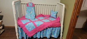 CRIB BEDDING NURSERY SET MADE/W PINK TINKERBELL TINK FABRIC - Picture 1 of 7