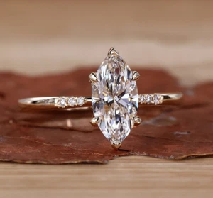18k White Gold Engagement Ring 1.30 Ct IGI GIA Lab Grown Marquise Cut Diamond - Picture 1 of 11