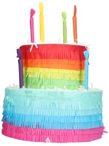 RAINBOW BIRTHDAY CAKE PINATA CHILDREN'S BIRTHDAY PARTY GAME - 25CM - Picture 1 of 1