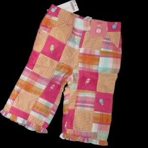 Gymboree girls pink orange purple blue plaid patchwork capri pull on pants 4T 4 - Picture 1 of 2