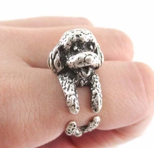 Poodle Dog Rings - Silver - Adjustable (R14) - Picture 1 of 2